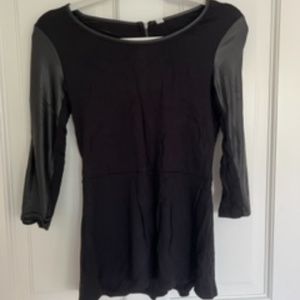 Long sleeve top (black, mixed material,XS)